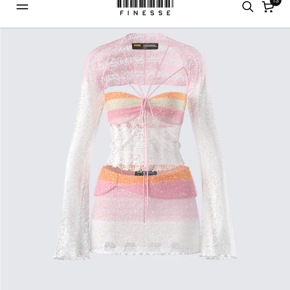 Finesse Crochet Sequin 3 piece set size xs/s